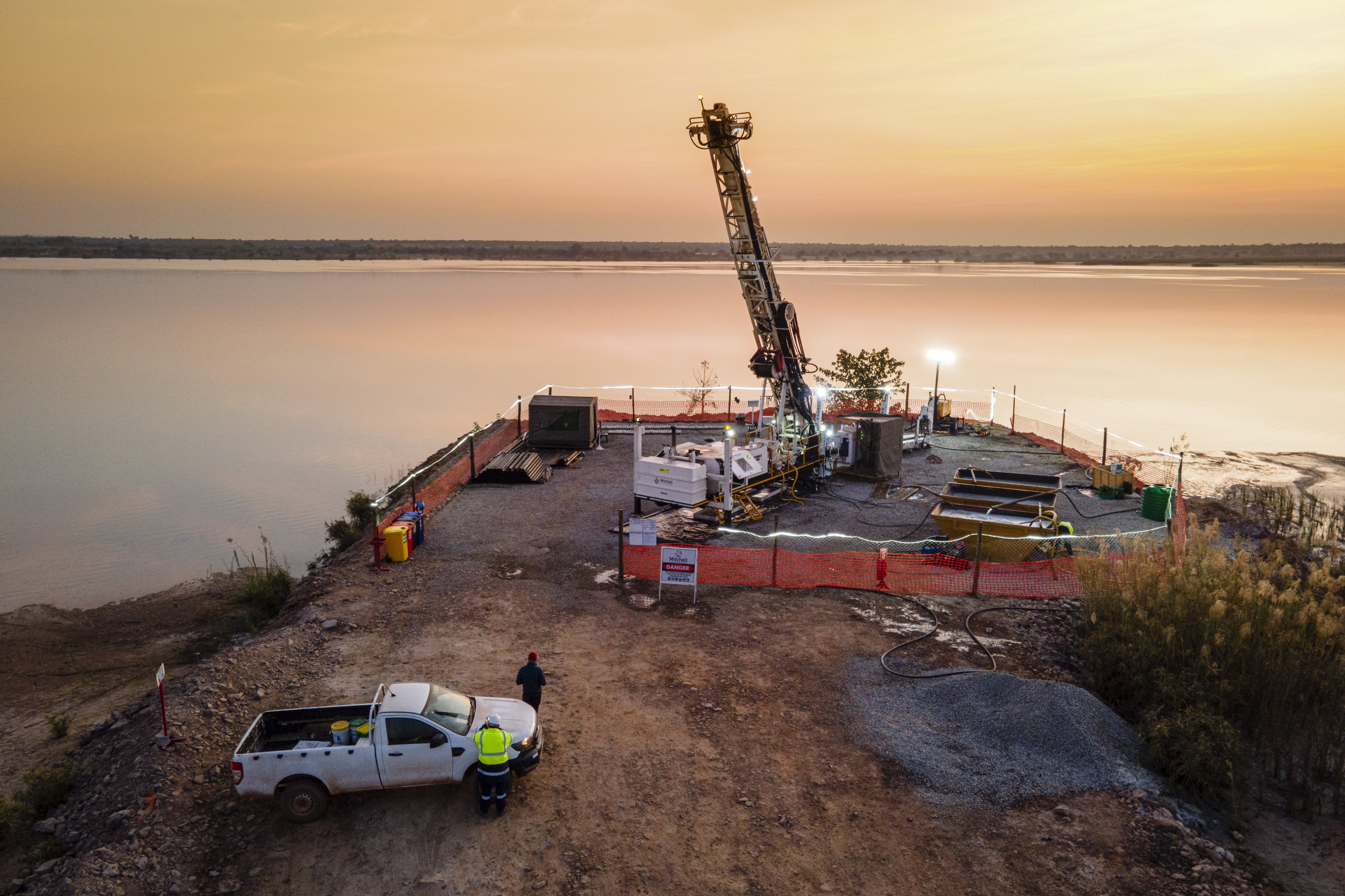Drilling rig on lake